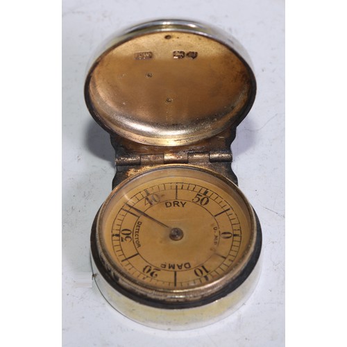 5221 - A Victorian silver pocket hygrometer, the 3.5cm dial inscribed Damp Detector, stand-away hinged cove... 