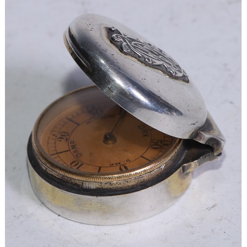 5221 - A Victorian silver pocket hygrometer, the 3.5cm dial inscribed Damp Detector, stand-away hinged cove... 