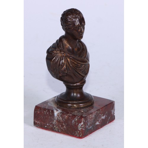 5395 - The Cult of Byron and Byronmania - a 19th century bronze cabinet portrait bust, of George Gordon Byr... 