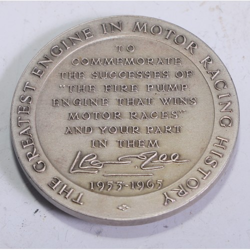 5287 - Automobilia - a presentation medallion, by John Pinches, Coventry Climax, The Greatest Engine in Mot... 