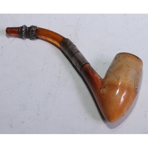 5129 - A late 19th century commemorative meerschaum pipe, the bowl impressed October 1870, possibly in refe... 