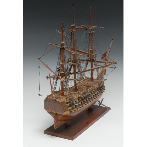 5356 - Maritime Interest - a softwood model of a three-masted ship of the line, 48cm long