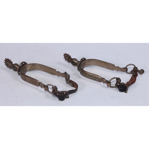 5188 - A pair of South American stirrups, spiked rowels, 16cm long