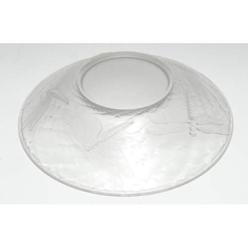 5243 - An Art Deco glass bowl, moulded in the manner of Lalique with dragonflies, 28cm diam