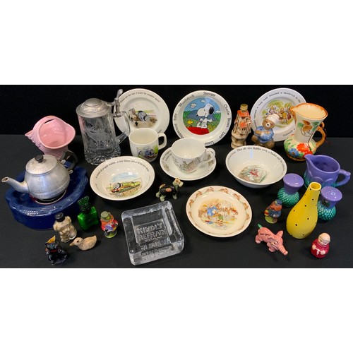 244 - Ceramics - a Children's Snoopy feeding bowl;  others Thomas the Tank Engine; Beatrix potter etc;  No... 