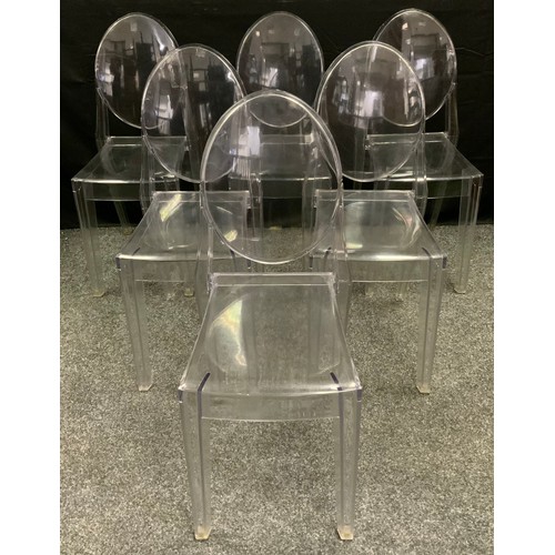 279 - A set of six Philippe Starck design clear Ghost stacking chairs, unmarked (6)