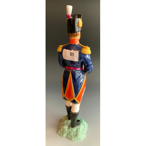 51 - A Royal Worcester Military figure, Officer of the Royal Artillery 1815,  30cm high, printed mark, 26... 