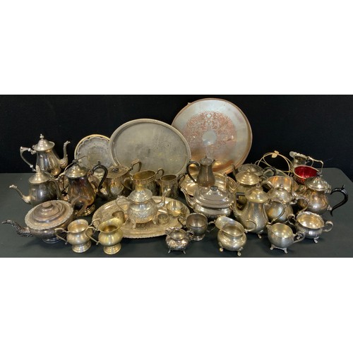 120 - Plated Ware - gallery trays;  teapots;  goblets;  condiments;   etc