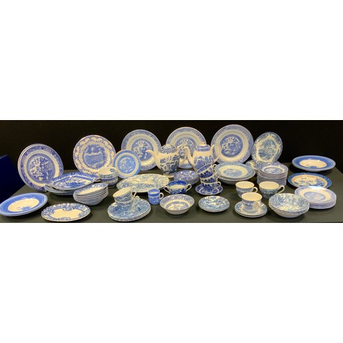 146 - Blue and White - Willow pattern tea and dinner ware;  Churchill Out of the Blue bowls;  etc