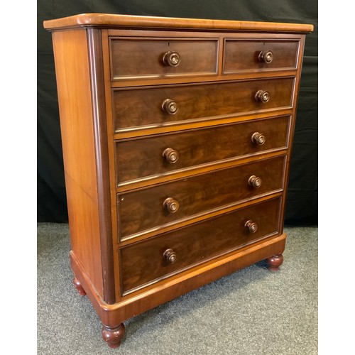 163 - A Victorian mahogany chest, of two short and four long drawers, 139cm high, 114cm wide, c.1860