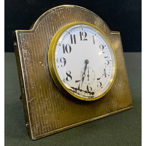 222 - A silver easel clock, engine turned in lines, Birmingham