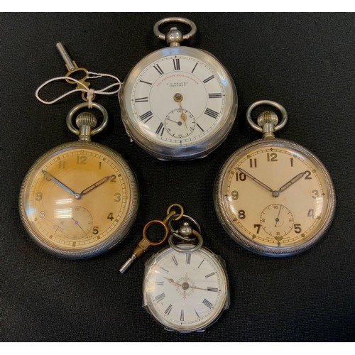 241 - A J G Graves Express English Lever silver pocket watch, Birmingham 1913. 118g gross;  another ladies... 