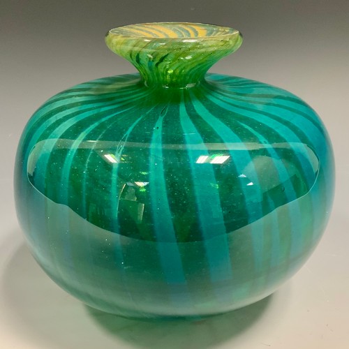 65 - 20th century glass - A Mdina 'Globe' vase by Eric Dobson, signed and dated 1975 to base, 15cm tall x... 