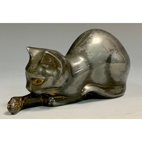 69 - M**Font, a pewter model, cat, 15cm long