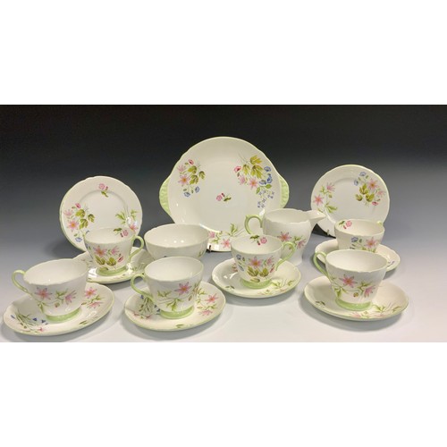 74 - A Shelley  Wild Anemone pattern  tea service, for six, comprising teacups, saucers, side plates, bre... 