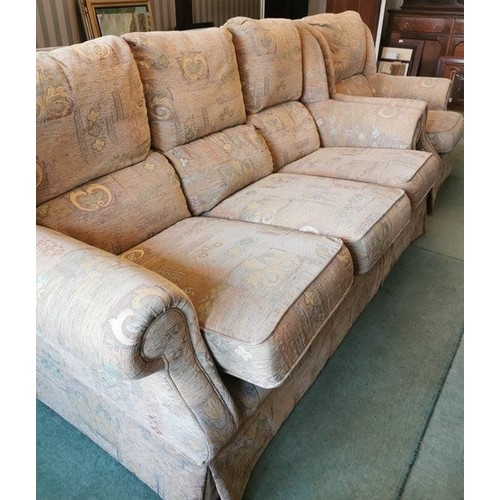 338 - A three seat high back sofa, a high back armchair;    a high back Reclining Chair (3)

** We would p... 