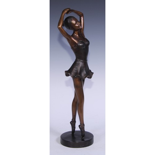 77 - In the manner of Demétre Chiparus, a bronze figure, dancing girl, 48.5cm high