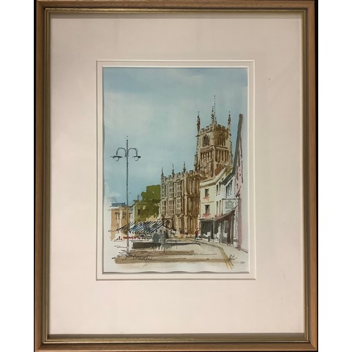 176 - Pictures and Prints - Rachel Cullen, Cirencester Parish Church, monogrammed, watercolour, 28cm x 20c... 