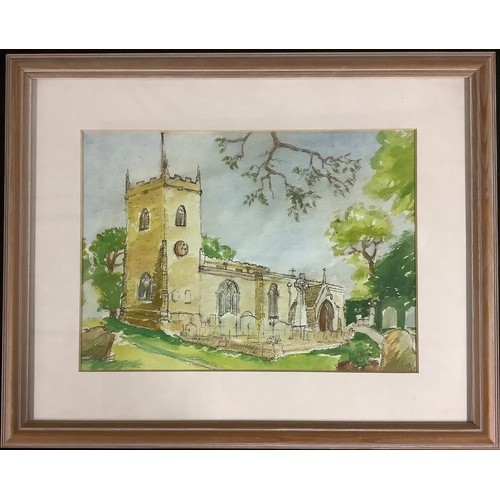 176 - Pictures and Prints - Rachel Cullen, Cirencester Parish Church, monogrammed, watercolour, 28cm x 20c... 