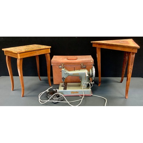 335 - A Jones sewing machine; Reuge musical side tables;  etc