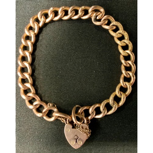 414 - A 9ct rose gold bracelet, padlock clasp, 10.9g gross