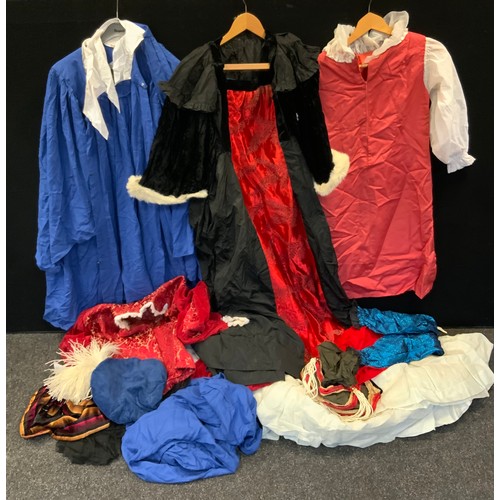 345 - Stage costumes mainly Tudor style costumes including lady's dress and headdresses, a young boy's out... 