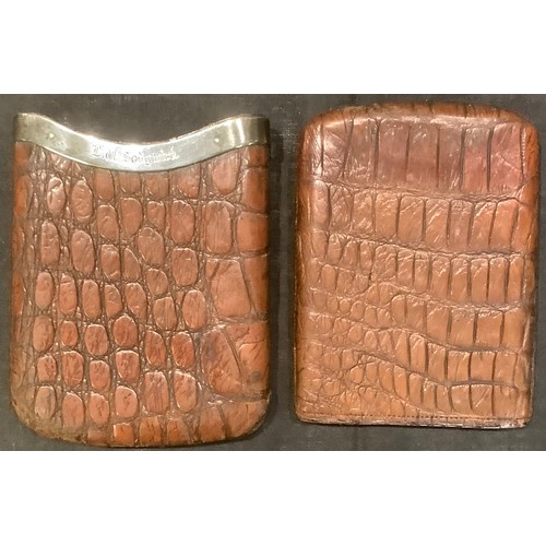 281 - A Victorian silver mounted crocodile skin pocket cigar case, retailed by W Thornhill, Bond Street, W... 