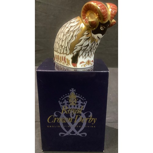 254 - A Royal Crown Derby paperweight, Derby County Ram, boxed