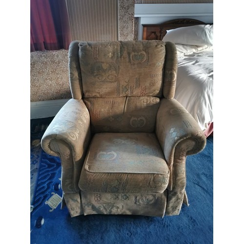 338 - A three seat high back sofa, a high back armchair;    a high back Reclining Chair (3)

** We would p... 