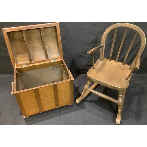 347 - A child's miniature rocking chair; a miniature domed trink (2)