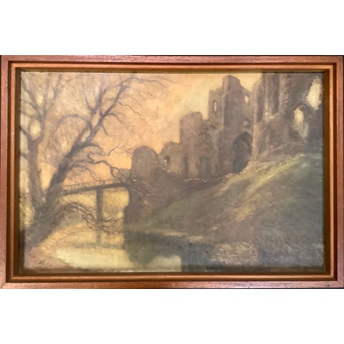 349 - Arthur Tunstall  
A pair, Goodrich Castle on River Wye  
signed, label to verso, oils. Largest 43x64... 