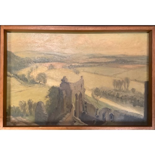 349 - Arthur Tunstall  
A pair, Goodrich Castle on River Wye  
signed, label to verso, oils. Largest 43x64... 