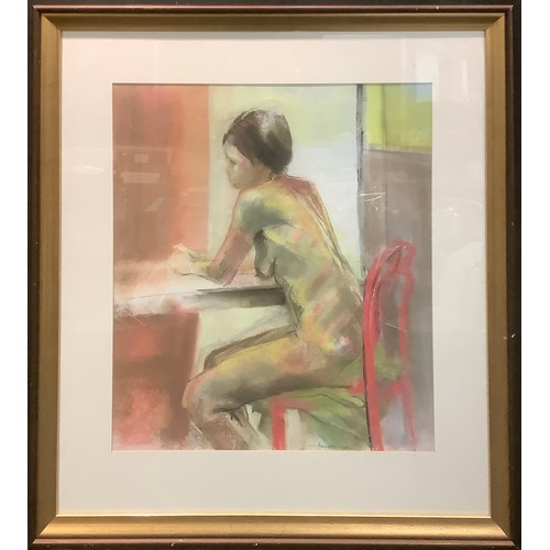 357 - Pictures and Prints - a large modern British pastel, Seated Nude, signed and dated; another, similar... 