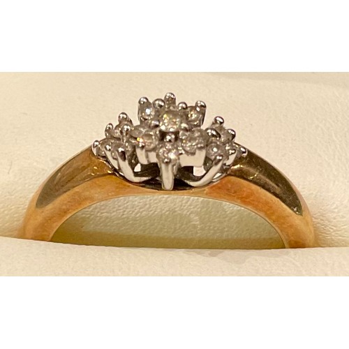 436 - An 18ct gold five stone illusion set diamond ring, size P, 2.66g; a 9ct gold white stone ring, size ... 