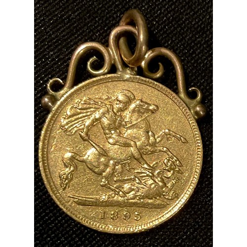 441 - A Victorian gold half sovereign, mounted as a pendant, 1895, 4.73g.