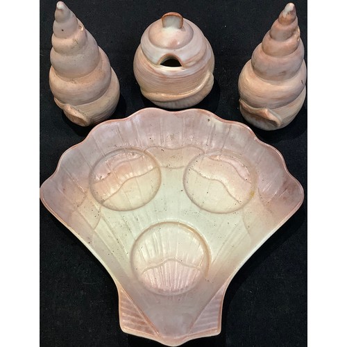 465 - A Carlton Ware shell cruet set, in shades of pink