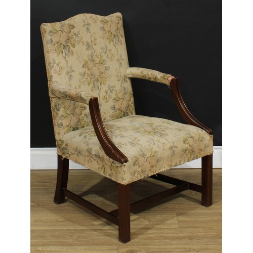 8 - A George III Revival Gainsborough armchair, 90cm high, 59cm wide, the seat 48cm wide and 45cm deep