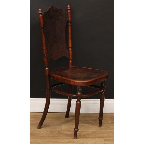 107 - A set of five Fischel bentwood chairs, comprising four side chairs and an armchair, the backs presse... 