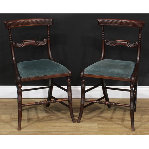 116 - A pair of George IV side chairs, 81.5cm high, 45cm wide, the seat 35cm deep; an oak tripod occasiona... 