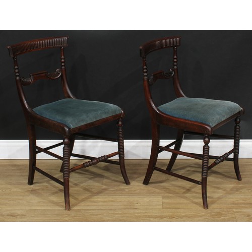 116 - A pair of George IV side chairs, 81.5cm high, 45cm wide, the seat 35cm deep; an oak tripod occasiona... 