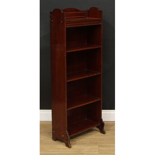 117 - An early 20th century boxwood strung mahogany bookcase, 122cm high, 46cm wide, 25.5cm deep