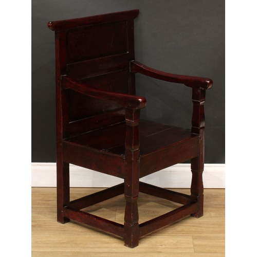 200 - A Chinese yumu (northern elm) open armchair, 89.5cm high, 57.5cm wide, the seat 39cm wide and 39cm d... 