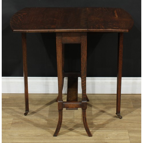 523 - An early 20th century oak Sutherland table, 67cm high, 61cm wide, c.1910