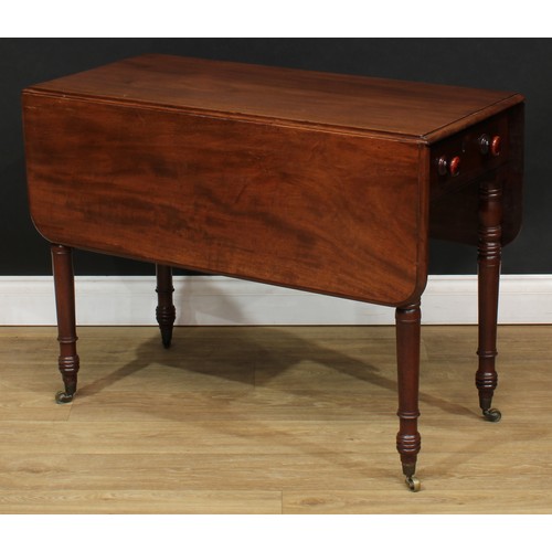 526 - A 19th century mahogany Pembroke table, 69.5cm high, 45.5cm opening to 107cm wide, 93.5cm deep; six ... 