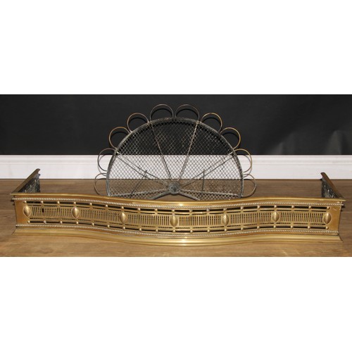 547 - A 19th century Neo-Classical brass fire curb or fender, 17.5cm high, 125.5cm wide, 39cm deep; a Loui... 