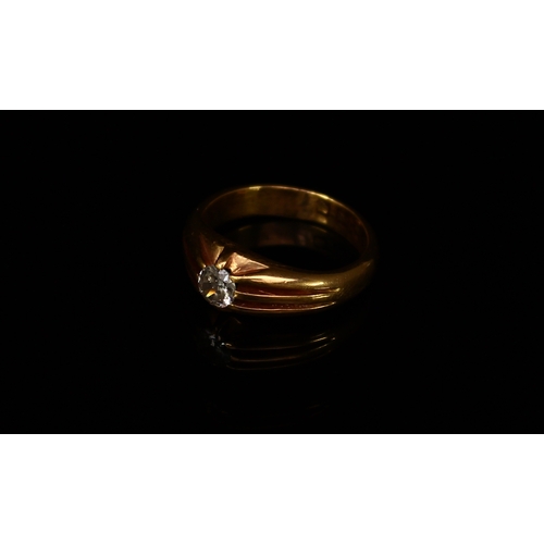 309 - A diamond solitaire 22ct gold ring, brilliant cut, claw set, 9g