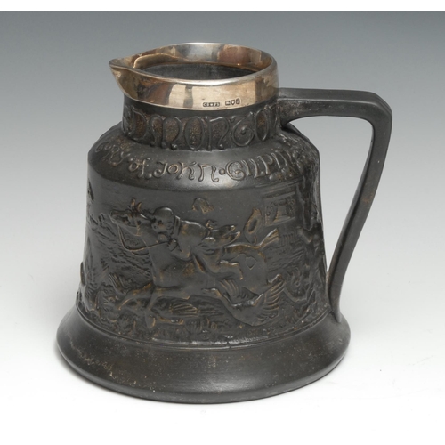 362 - An early Macintyre silver-mounted earthenware tavern jug, The Bell Edmonton/The Diverting History of... 