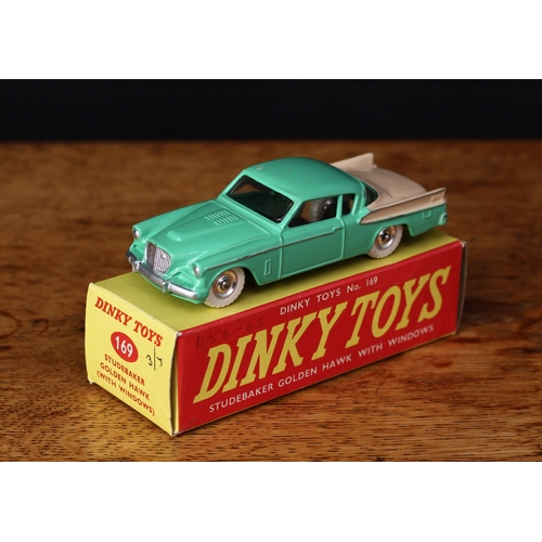 3069 - Dinky Toys 169 Studebaker Golden Hawk with windows, light green body with cream rear panel and sides... 