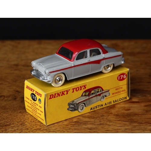 3071 - Dinky Toys 176 Austin A105 saloon with windows, pale grey body with red roof and red side flashes, c... 