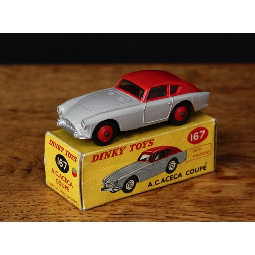 3068 - Dinky Toys 167 A.C.Aceca coupe with windows, grey body with red roof, red ridged hubs, boxed - yello... 